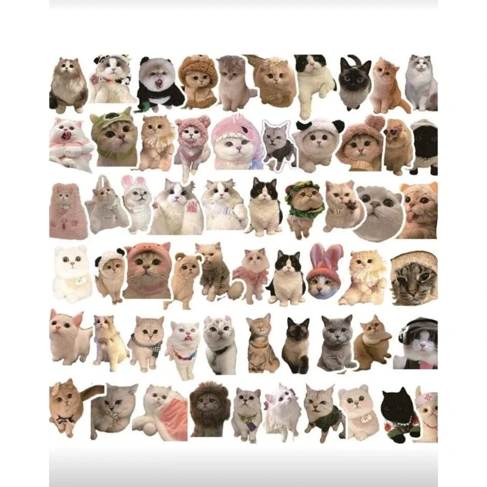 60 Cute Cat Stickers Kawaii Waterproof Vinyl Laptop Water Bottle Journal Scrapbo